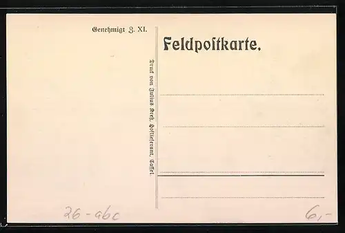 Künstler-AK sign. Schellmann: Schulterwehr aus Sandsäcken, Beobachtung durch den Geländespiegel
