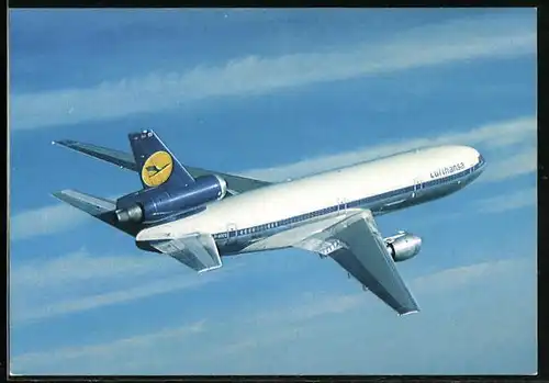 AK Flugzeug DC 10 der Lufthansa im Flug