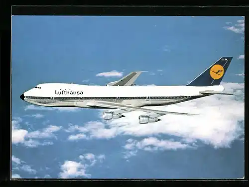 AK Flugzeug Boeing 747 der Lufthansa über den Wolken