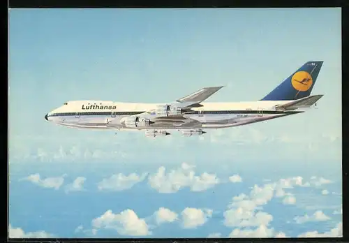 AK Flugzeug Boeing 747 der Lufthansa im Flug