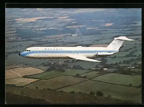 AK Flugzeug BAC Super ONE-ELEVEN Holiday Jet der Bavaria-Fluggesellschaft im Flug