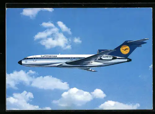 AK Flugzeug Boeing 727 Europa-Jet der Lufthansa in der Luft