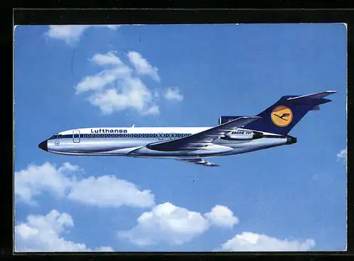 AK Flugzeug Boeing 727 Europa Jet der Lufthansa über den Wolken