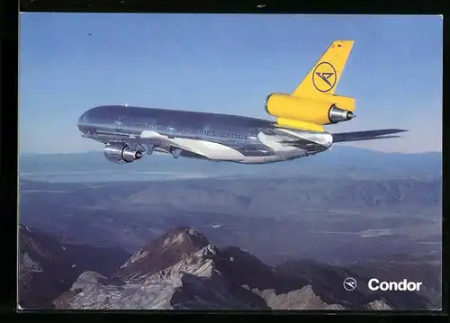 AK Flugzeug DC 10-30 von Condor über dem Gebirge