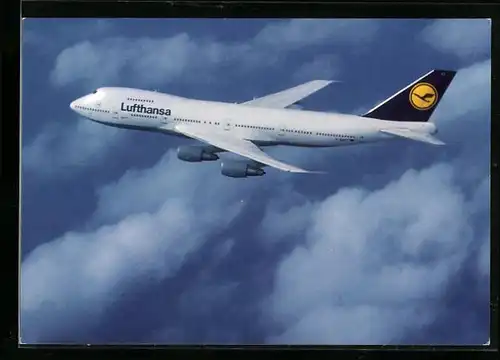 AK Flugzeug Boeing 747-200 der Lufthansa im Flug