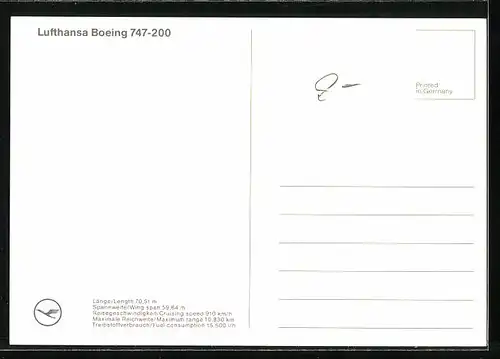 AK Flugzeug Boeing 747-200 der Lufthansa im Flug