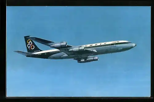 AK Flugzeug Boeing 707-320 der Olympic Airways in der Luft