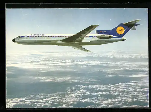 AK Flugzeug Boeing Europa-Jet B 727 der Lufthansa über den Wolken