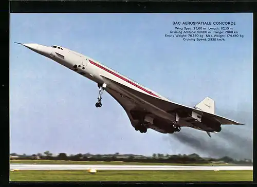 AK Flugzeug BAC Aerospatiale Concorde beim Start