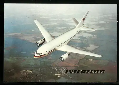 AK Flugzeug Airbus A 310 der Interflug im Flug