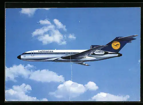 AK Flugzeug Boeing 727 Europa Jet der Lufthansa über den Wolken