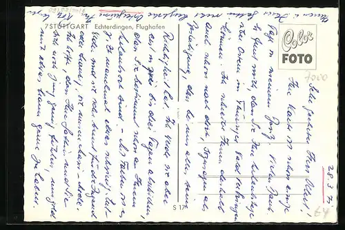 AK Stuttgart-Echterdingen, Flughafen mit Flugzeug Pan American