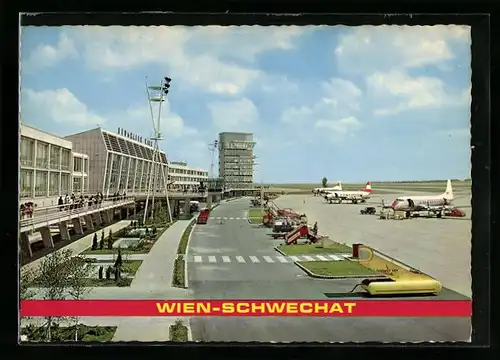 AK Wien, Flughafen Schwechat mit Flugzeugen