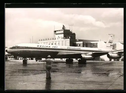AK Frankfurt /Main, Flughafen Rhein-Main mit Flugzeug Boeing 707