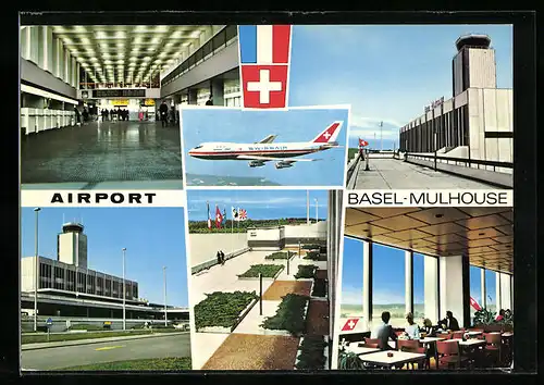 AK Basel-Mulhouse, Airport, sechs Ansichten vom Flughafen