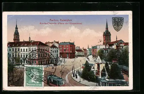 AK Aachen, Kaiserplatz mit Strassenbahn