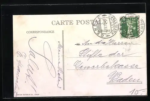 AK Genève, Rue du Montblanc, Strassenbahn und Hotel Schweizerhof