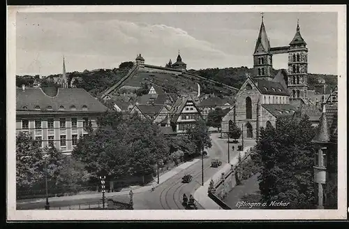 AK Esslingen a. N., Ortspartie aus der Vogelschau