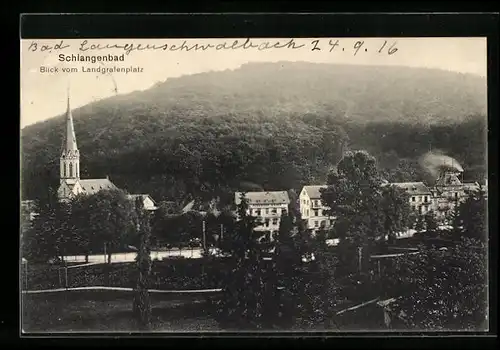 AK Bad Langenschwalbach, Blick vom Landgrafenplatz, Schlangenbad