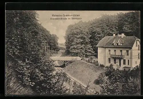 AK Malente-Gremsmühlen, Eisenbahn-Brücke im Steinbusch