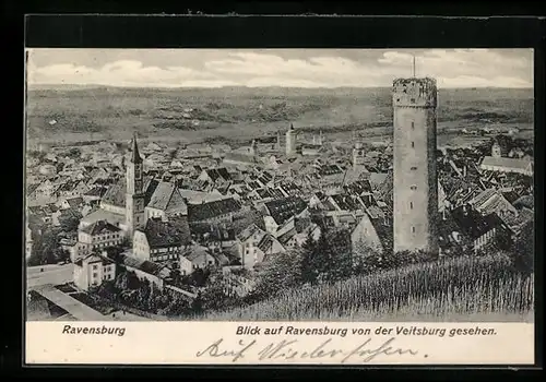 AK Ravensburg, Ortsansicht von der Veitsburg aus gesehen