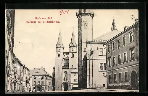 AK Hof / Saale, Rathaus mit Michelskirche