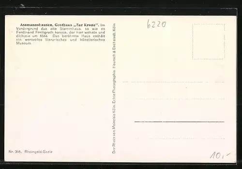 AK Assmannshausen, Gasthaus Zur Krone