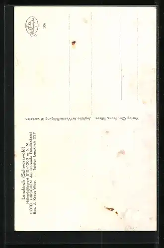 AK Lenzkirch / Schwarzwald, Hotel Hirschen