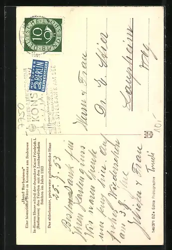 AK Konstanz / Bodensee, Hotel Barbarossa