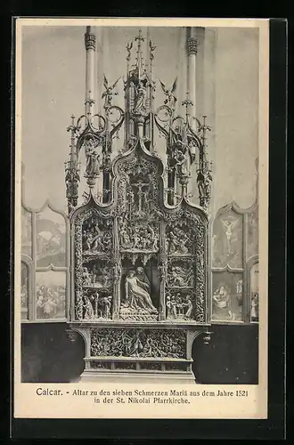 AK Kalkar, Altar zu den sieben Schmerzen Mariä aus dem Jahre 1521 in der St. Nikolai Pfarrkirche