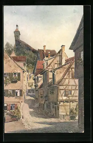 AK Esslingen a. N., Geiselgasse mit Hochwacht
