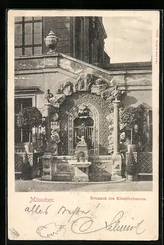 AK München, Brunnen des Künstlerhauses