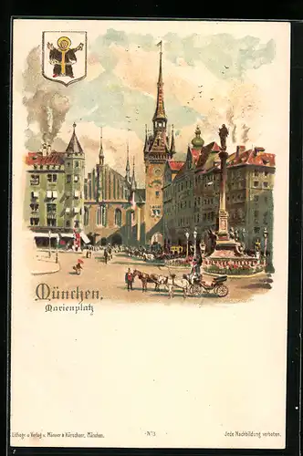 Lithographie München, Marienplatz
