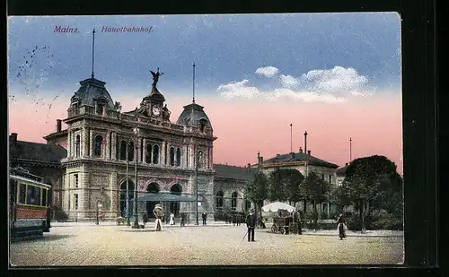AK Mainz a. Rh., Blick zum Hauptbahnhof