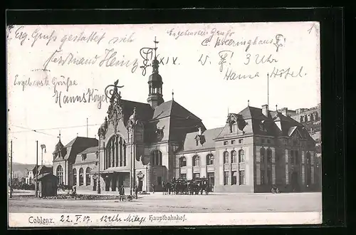 AK Koblenz, Blick zum Hauptbahnhof