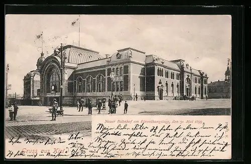 AK Kiel, Neuer Bahnhof am Einweihungstage, 31. Mai 1899