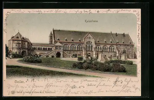 AK Goslar, Kaiserhaus mit Vorgarten