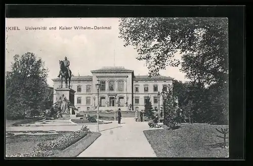 AK Kiel, Universität und Kaiser Wilhelm-Denkmal