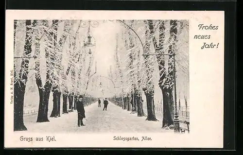 AK Kiel, Allee zum Schlossgarten im Winter