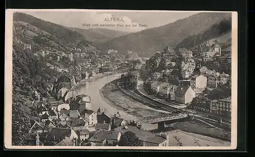 AK Altena, Blick vom Iserlohner Weg aus zur Stadt