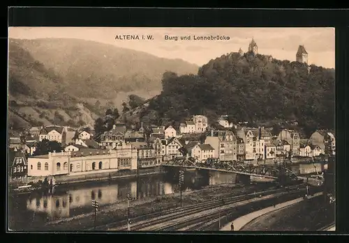 AK Altena i. W., Burg und Lennebrücke