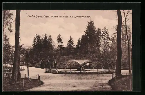 AK Bad Lippspringe, Partie im Wald mit Springbrunnen