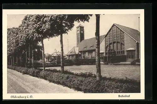 AK Oldenburg i. O., Blick auf den Bahnhof