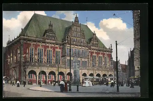 AK Bremen, Strassenbahn vor dem Bahnhof