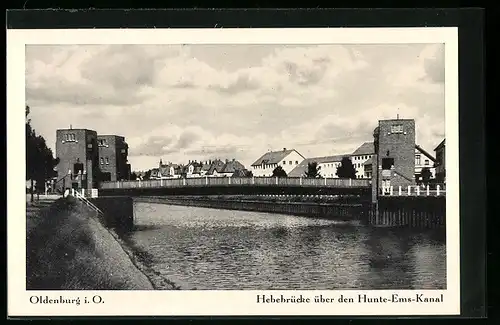 AK Oldenburg i. O., Hebebrücke über den Hunte-Ems-Kanal