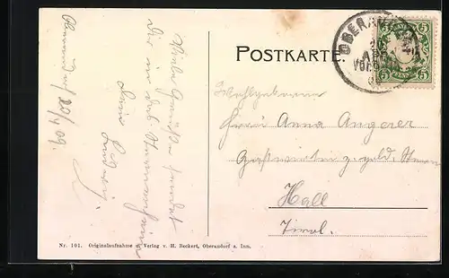 AK Oberaudorf, Ortsansicht mit Kranzhorn u. Spitzstein