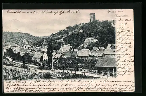 AK Eppstein, Ortsansicht mit Blick zur Ruine