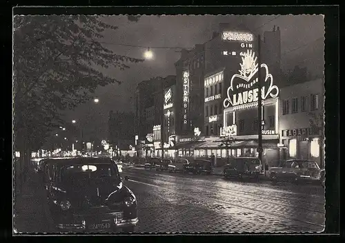 AK Hamburg-St. Pauli, Reeperbahn bei Nacht