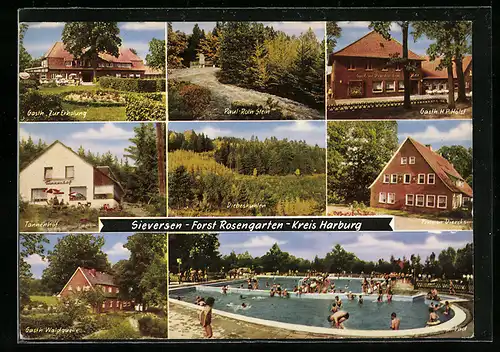 AK Sieversen-Forst Rosengarten, Gasthaus H. P. Holst, Tannenhof, Schwimmbad