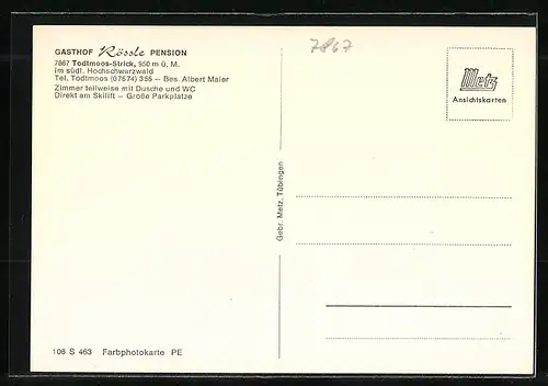 AK Todtmoos-Strick /Südl. Hochschwarzwald, Terrasse Gasthof-Pension Rössle